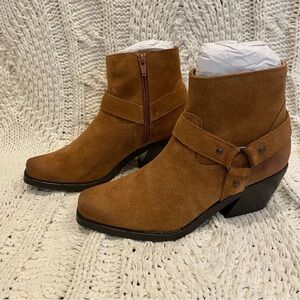 Brown Suede Ankle moto Boots